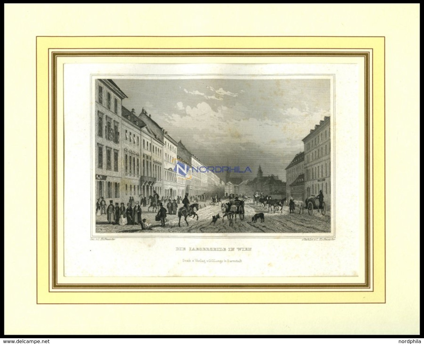 WIEN: Die Laegerzeile Mit Hübscher Personenstaffage Im Vordergrund, Stahlstich Von Hoffmeister/Hoffmeister, 1840 - Litografia