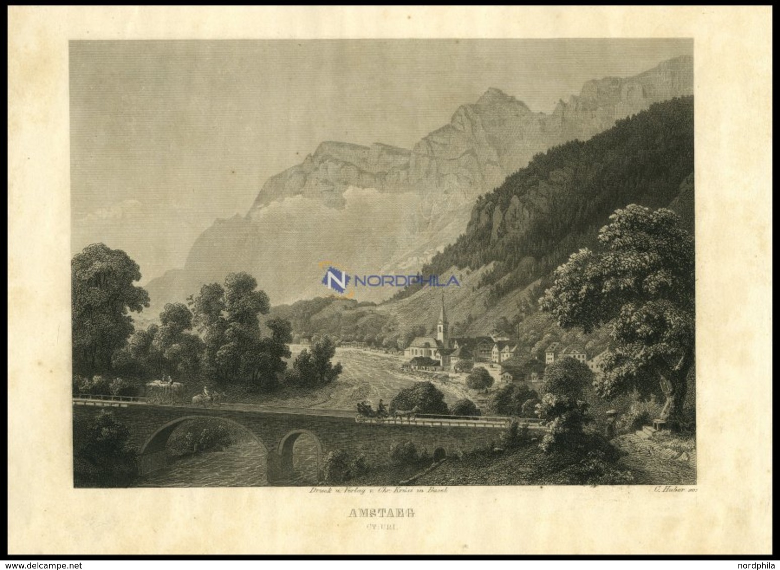 AMSTAEG, Gesamtansicht, Stahlstich Von Huber Um 1840 - Lithographies