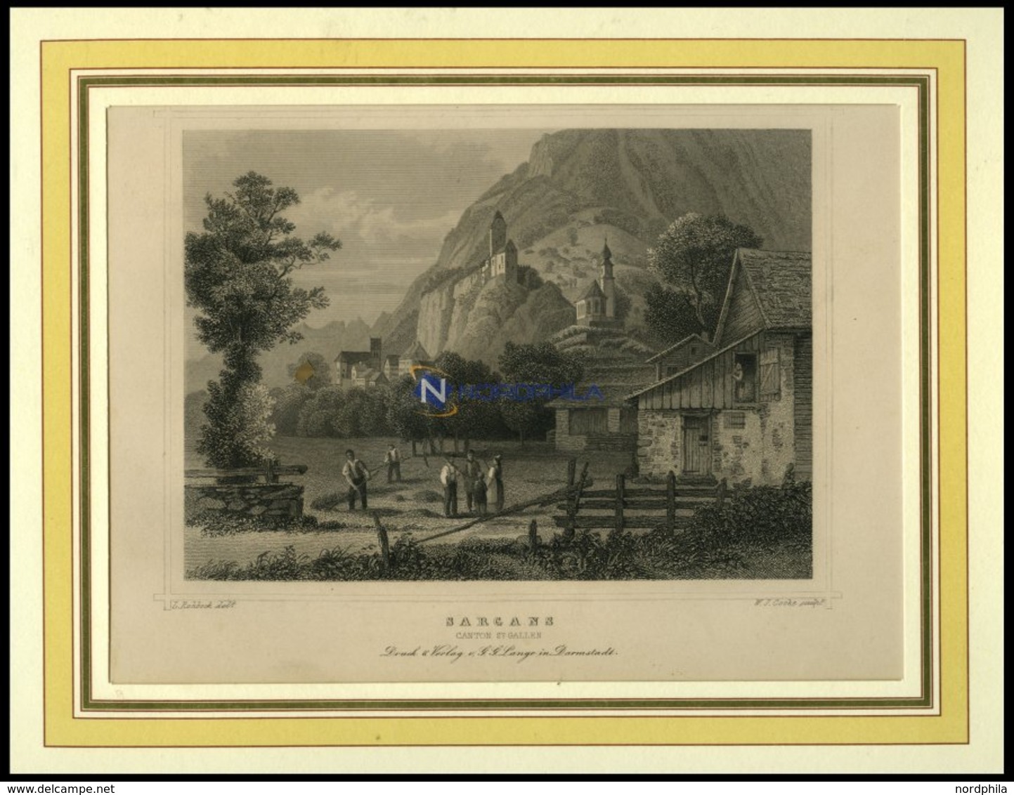 SARGANS, Teilansicht, Stahlstich Von Rohbock/Cooke Um 1840 - Lithographies