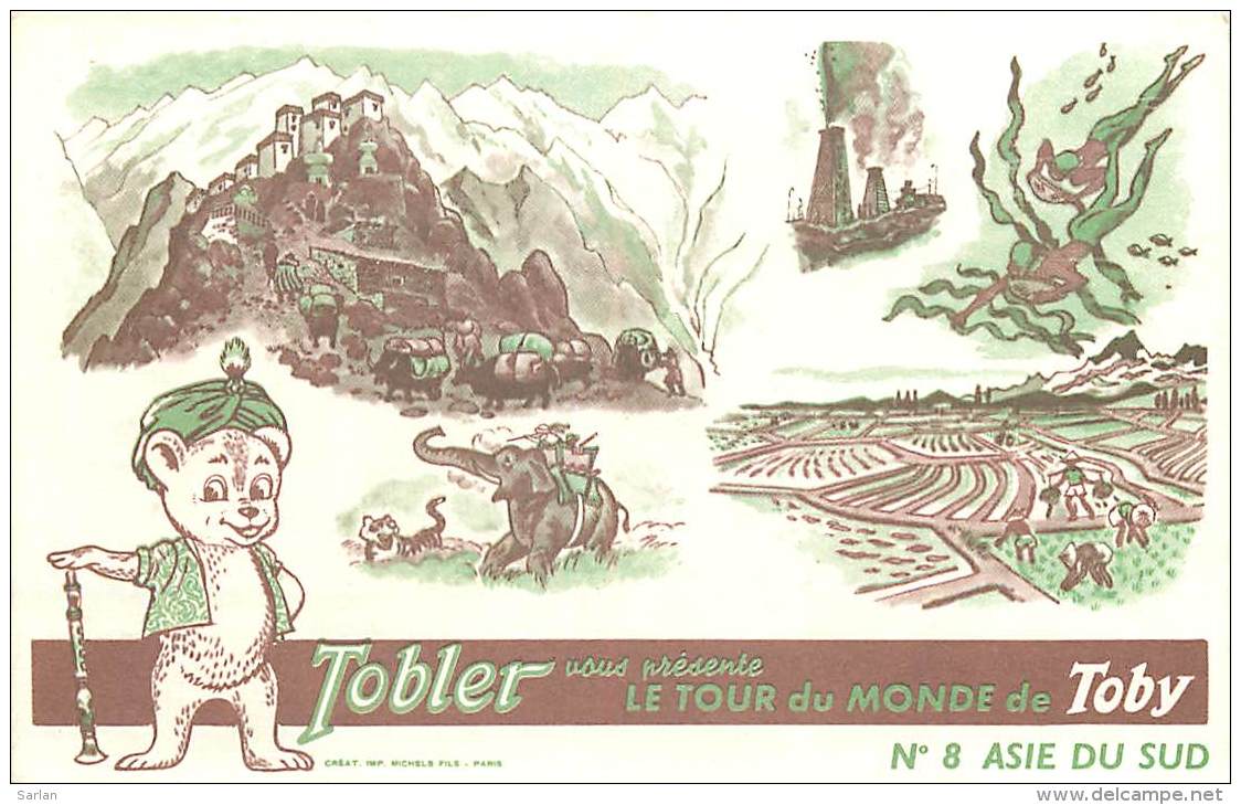 Image Publicitaire Chocolat Tobler , Tour Du Monde , N° 8 , Asie Du Sud , * 272 75 - Autres & Non Classés