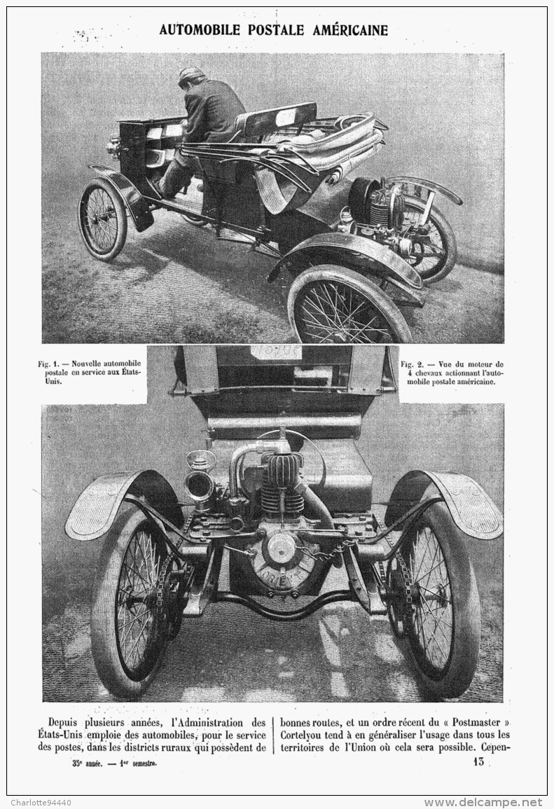 AUTOMOBILE POSTALE AMERICAINE     1907 - Autres & Non Classés
