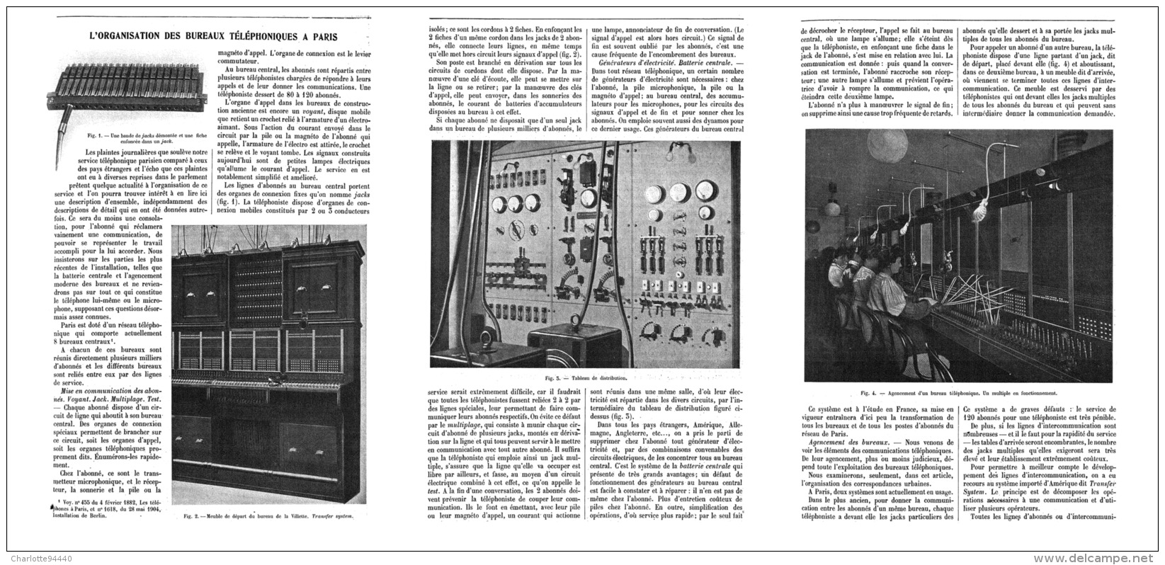 L'ORGANISATION DES BUREAUX TELEPHONIQUES à PARIS     1907 - Téléphonie