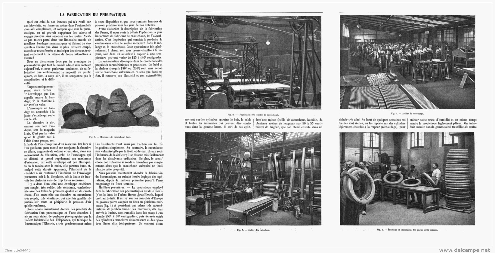 LA FABRICATION Du PNEUMATIQUE ( PNEUMATIQUES L'ELECTRIC )  1907 - Autres & Non Classés