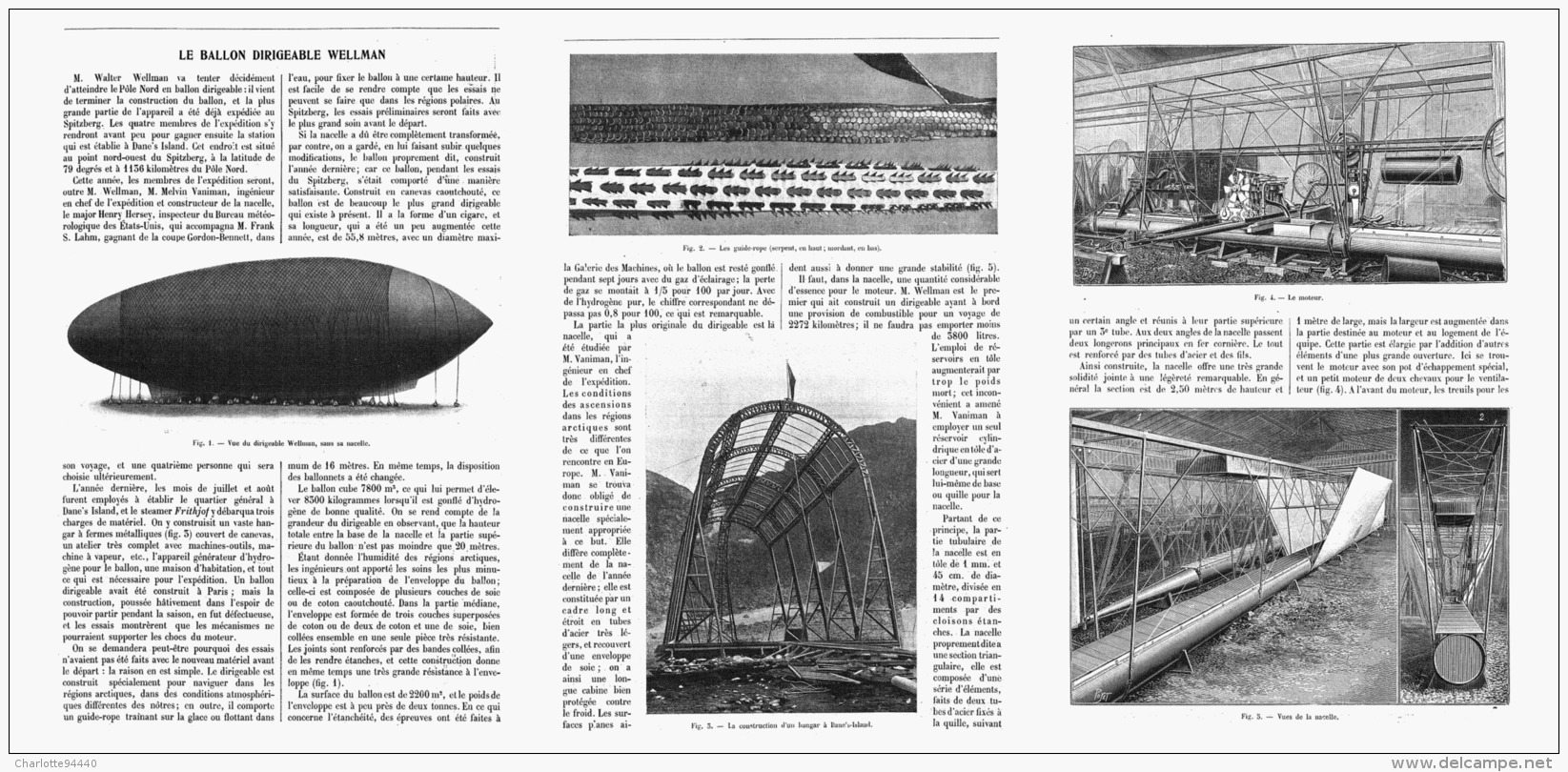 LE BALLON DIRIGEABLE  "  WELLMAN "    1907 - Other & Unclassified