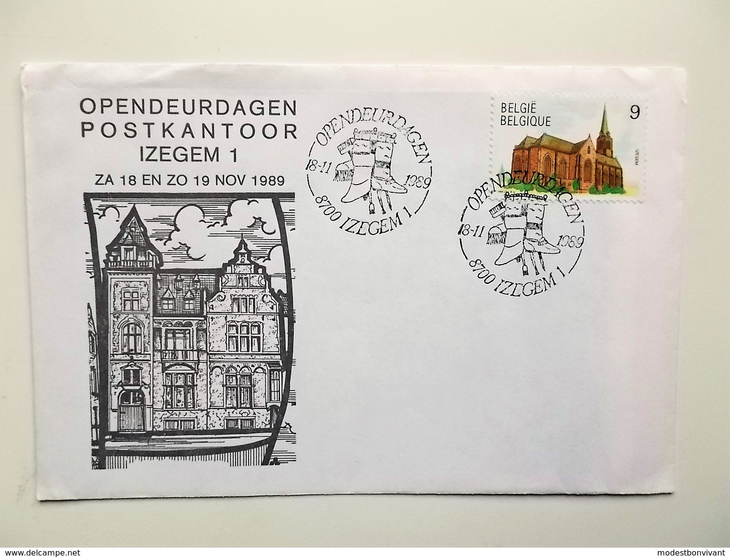 Opendeurdagen Postkantoor IZEGEM  18-11-1989 Zegel Izegem - Documenti Commemorativi