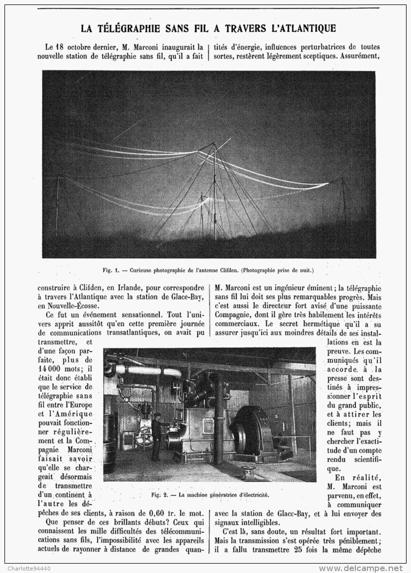 LE TELEGRAPHE SANS FIL à TRAVERS    L'ATLANTIQUE   1907 - Otros & Sin Clasificación