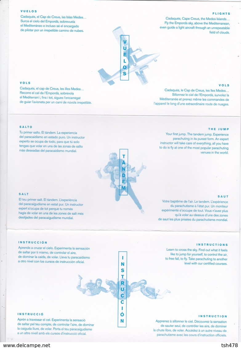 Dépliant  AVIATION-PARACHUTISME--SKYDIVE EMPURIABRAVA--the Land Of The Sky--voir 4 Scans - Paracaidismo
