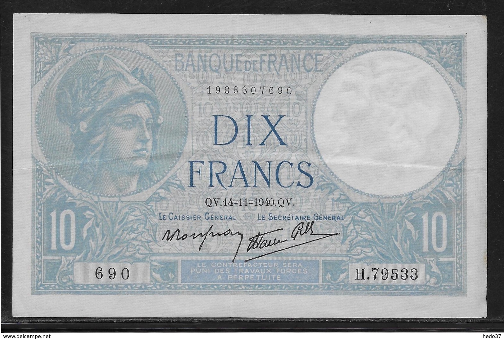 France 10 Francs Minerve - Fayette N°7-20 - SUP - 10 F 1916-1942 ''Minerve''