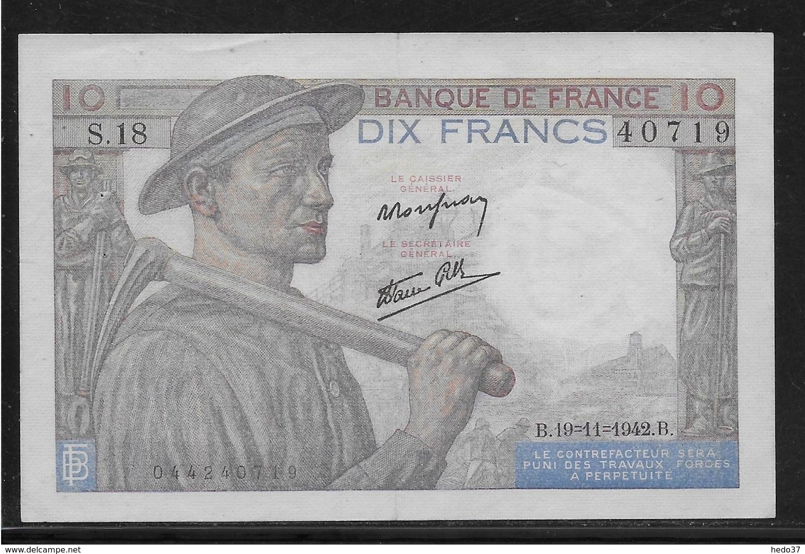 France 10 Francs Mineur - Fayette N°8-5 - SUP - 10 F 1941-1949 ''Mineur''