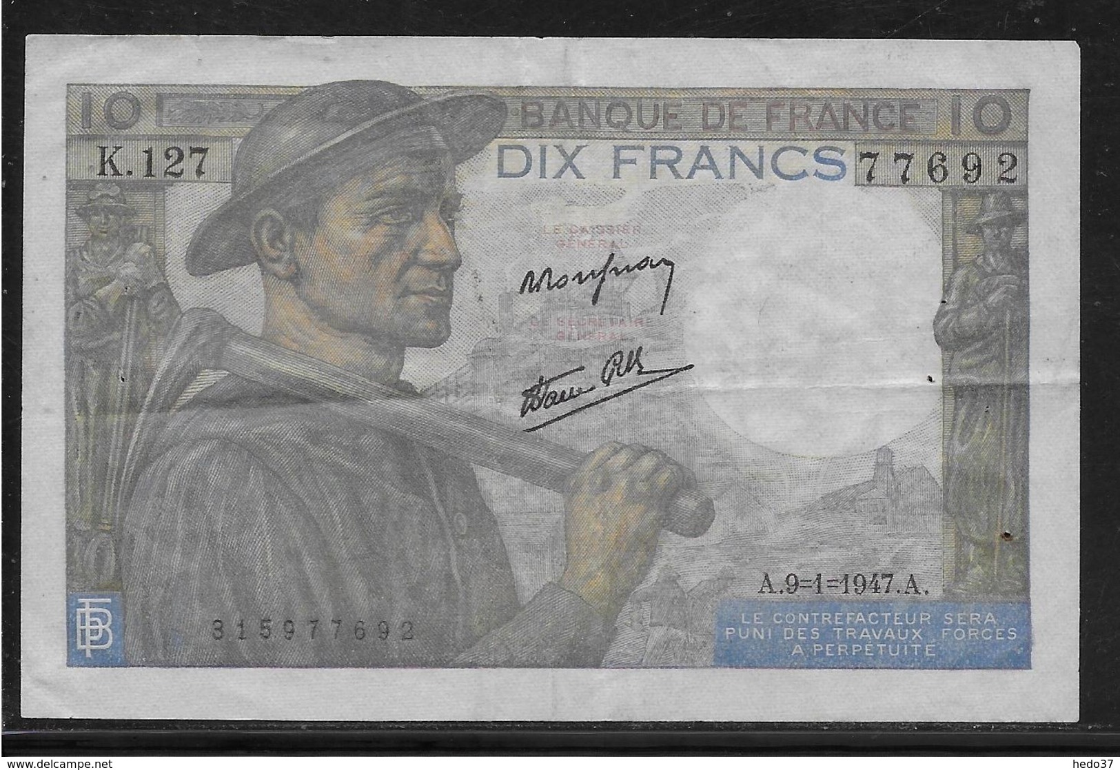 France 10 Francs Mineur - Fayette N°8-17 - TTB - 10 F 1941-1949 ''Mineur''