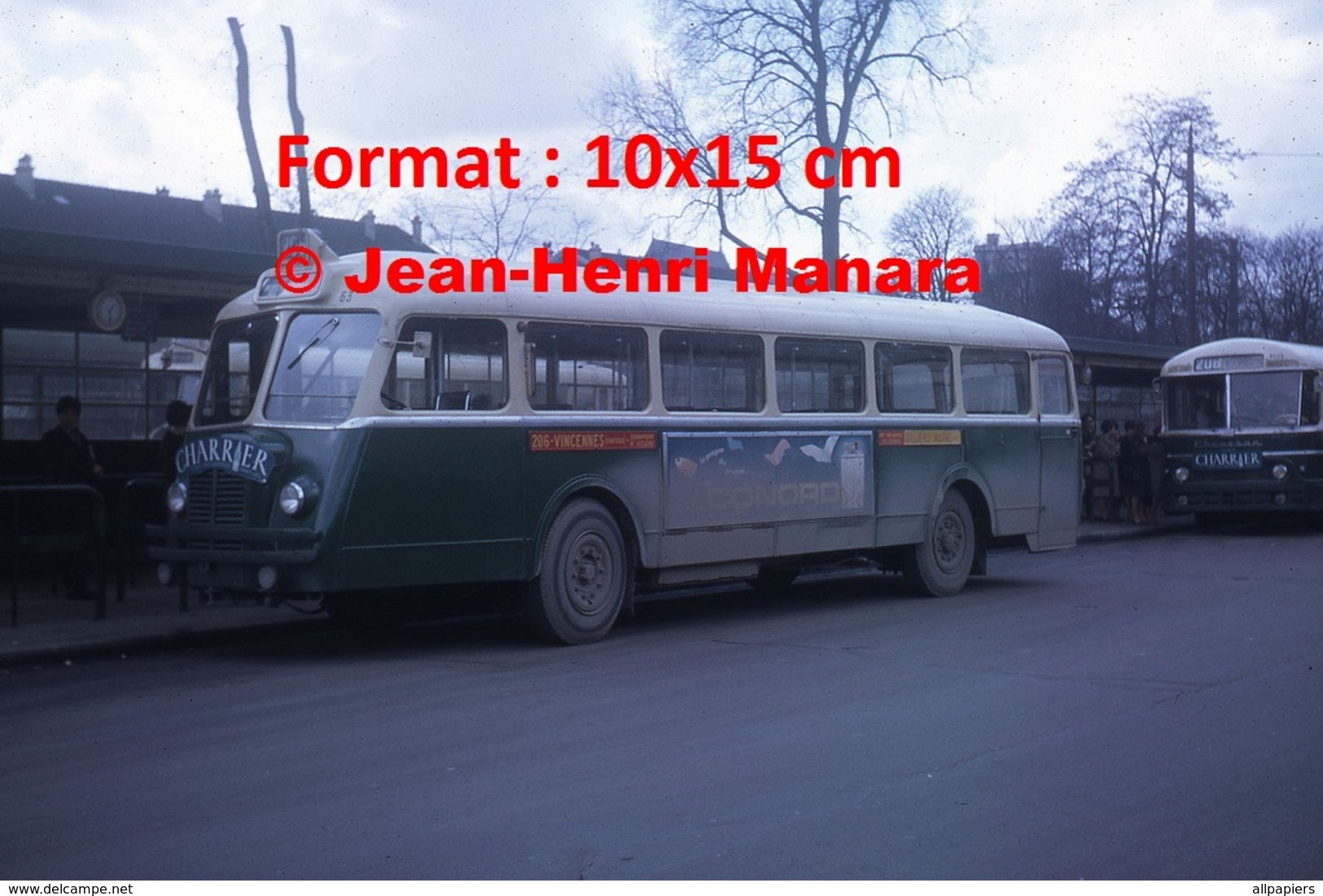 Reproduction D'une Photographie D'un Bus Chausson Ligne 206 Vincennes Avec Publicité Charrier à Paris En 1964 - Other & Unclassified