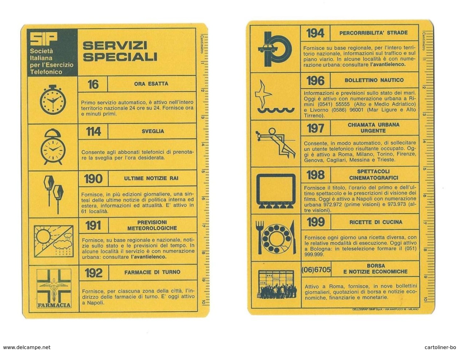 Segnalibro / Scheda: SIP - Servizi Speciali - Cellograf - Lesezeichen