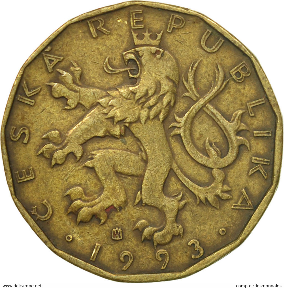 Monnaie, République Tchèque, 20 Korun, 1993, TB+, Brass Plated Steel, KM:5 - Tchéquie