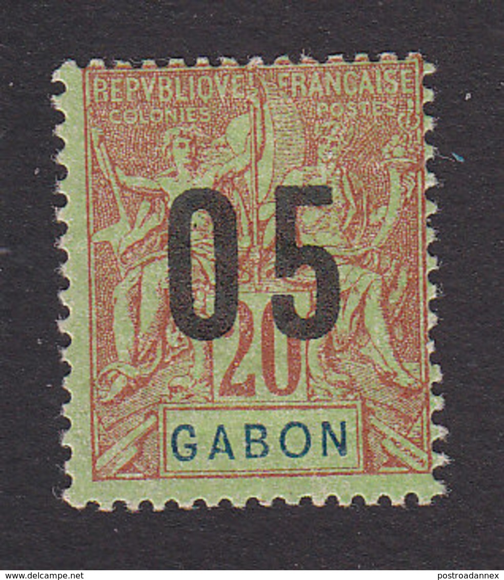 Gabon, Scott #75a, Mint Hinged, Navigation And Commerce Surcharged, Issued 1912 - Unused Stamps