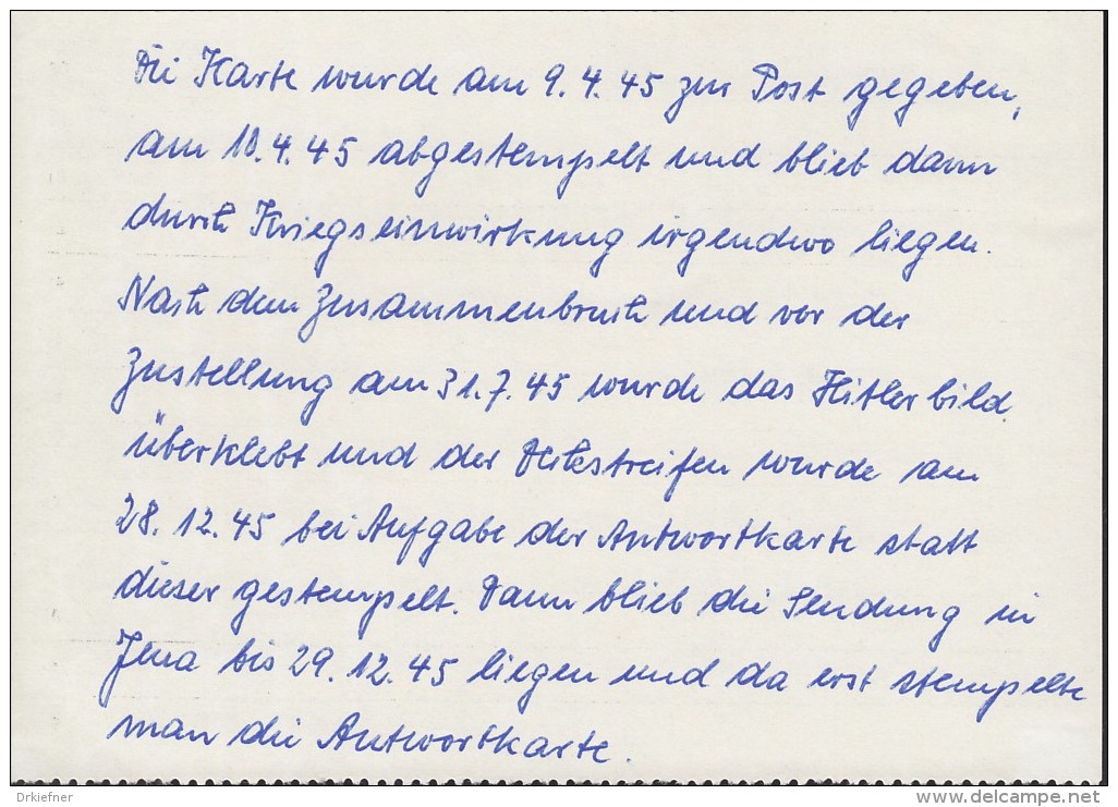 SBZ  95 Auf Postkarte AP P 302 Gestempelt: Magdeburg 10.4.45/Jena 29.12.45, Mit Laufgeschichte - Other & Unclassified