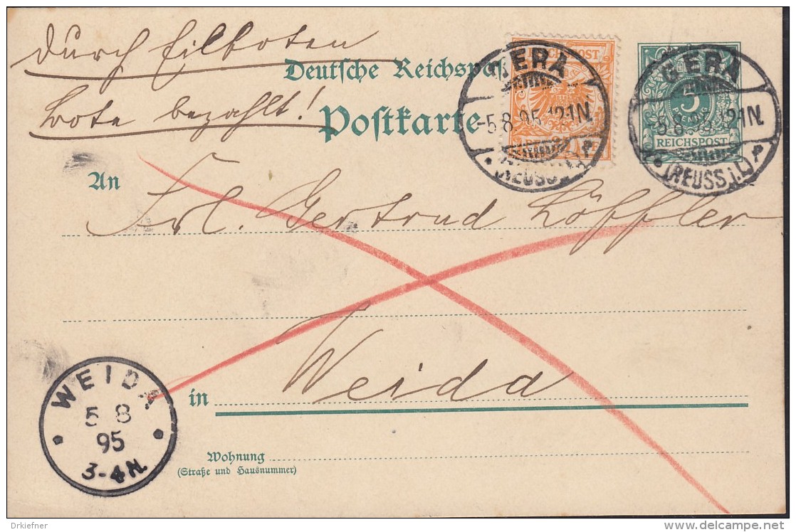 DR 49 Ba MiF Auf P 36 I, Eilboten Im Ortsbezirk, Bote Bezahlt, Gestempelt: Gera 5.8.1895 - Covers & Documents