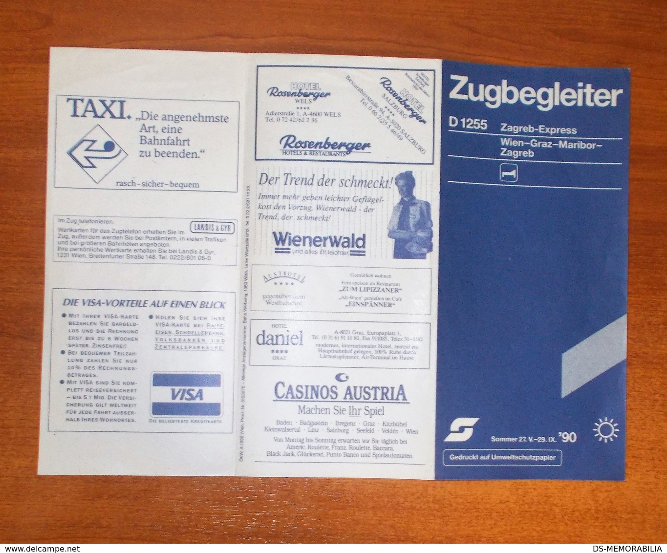 AUSTRIAN RAILWAYS ZAGREB EXPRESS TRAIN D1255 GUIDE BROCHURE TIMETABLE - Europe