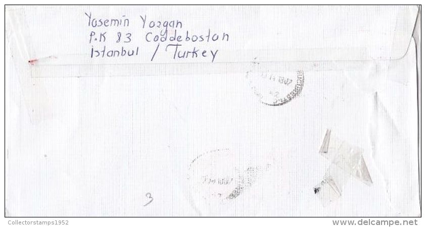 6729FM- AMOUNT 18.10, CADDEBOSTAN, RED MACHINE STAMPS ON REGISTERED COVER, 2018, TURKEY - Covers & Documents