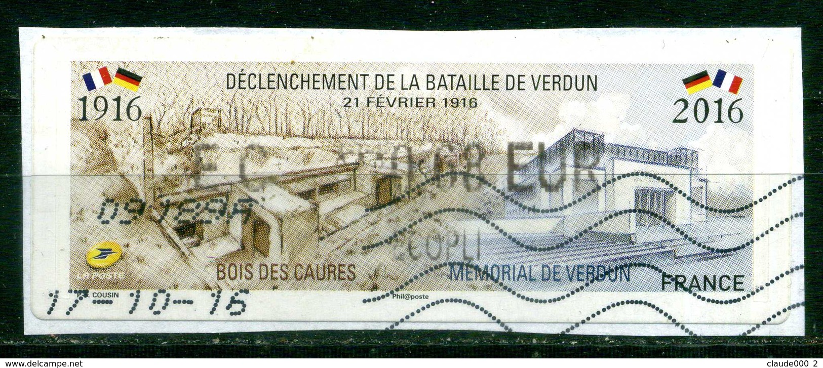 VIGNETTE LISA DECLENCHEMENT DE LA BATAILLE DE VERDUN OBLITEREE - 2010-... Vignettes Illustrées