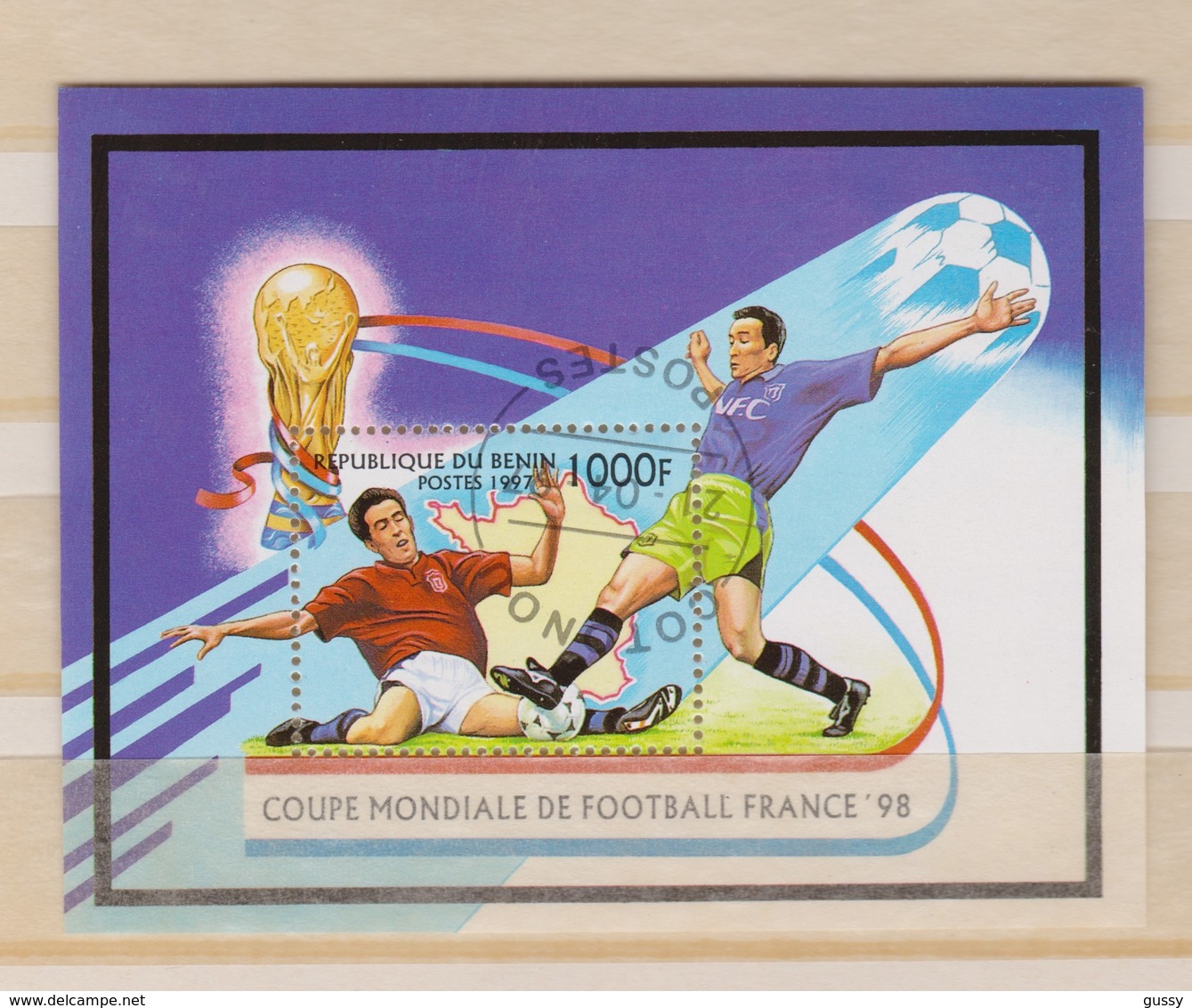 Coupe Du Monde De Football FRANCE 1998:  Feuillet De La République Du Bénin, Oblitéré - 1998 – Frankreich