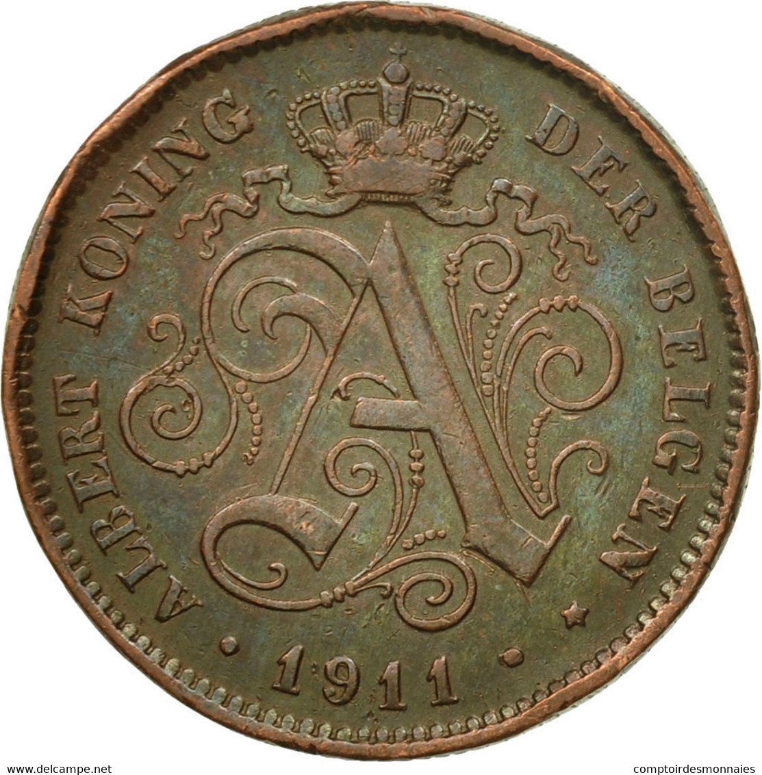 Monnaie, Belgique, Albert I, 2 Centimes, 1911, TB+, Cuivre, KM:65 - 2 Centimes