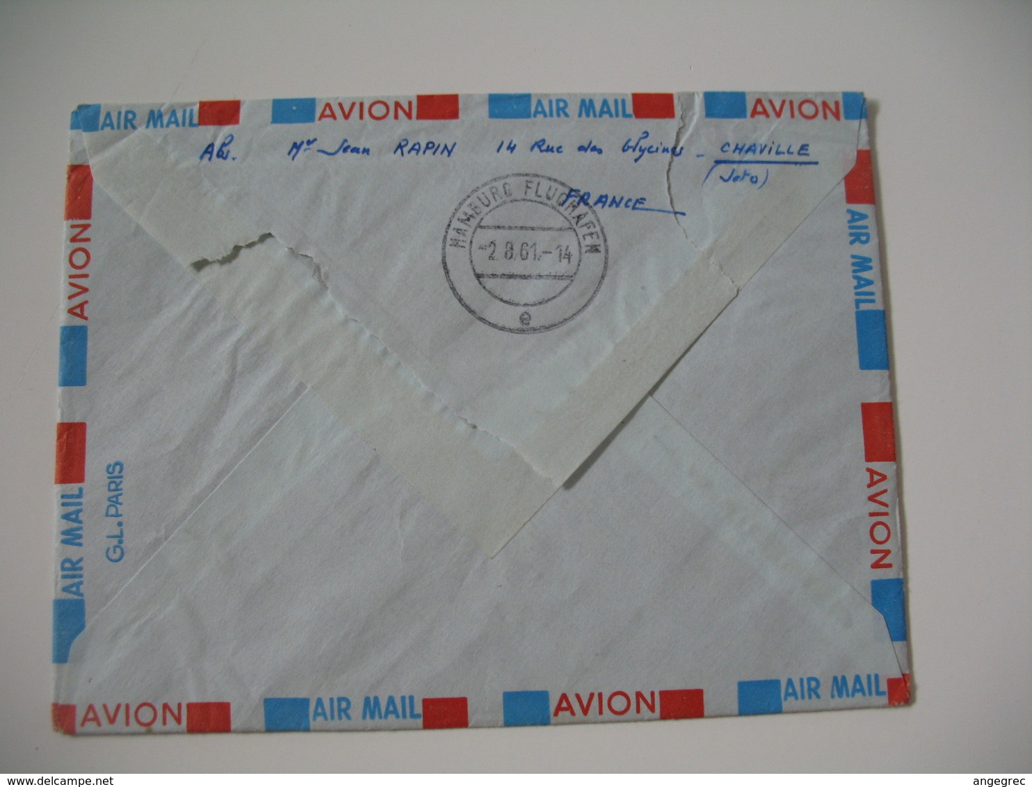 Enveloppe  1961   Cachet  Première Liaison Paris Cologne Hambourg Par La Lufthansa 2/8/1961  N°  1230A Et 1231 - 1961-....