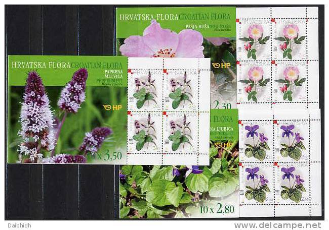 CROATIA 2004 Medicinal Plants Booklets Of 10 Stamps  MNH / **.  Michel 687-89, MH10-12 - Croatia