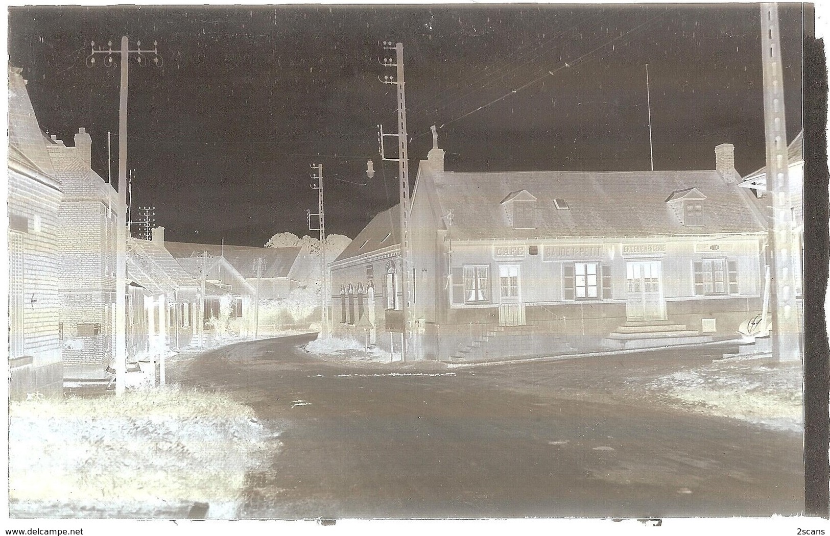 Dépt 80 - MÉZIÈRES-EN-SANTERRE - PLAQUE De VERRE (négatif Photo Noir & Blanc, Cliché R. Lelong) - Café GAUDET-PETIT - Autres & Non Classés