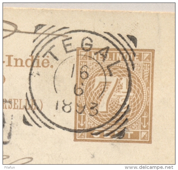 Nederlands Indië - 1893 - 75 Cent Cijfer, Briefkaart G9 Met Langstempel POERWOKERTO Via Marseille Naar Rotterdam / NL - Nederlands-Indië