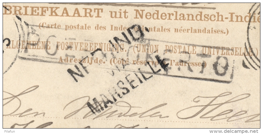 Nederlands Indië - 1893 - 75 Cent Cijfer, Briefkaart G9 Met Langstempel POERWOKERTO Via Marseille Naar Rotterdam / NL - Nederlands-Indië