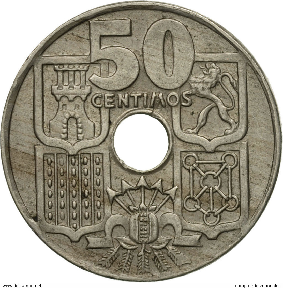 Monnaie, Espagne, Francisco Franco, Caudillo, 50 Centimos, 1952, TTB - 50 Céntimos