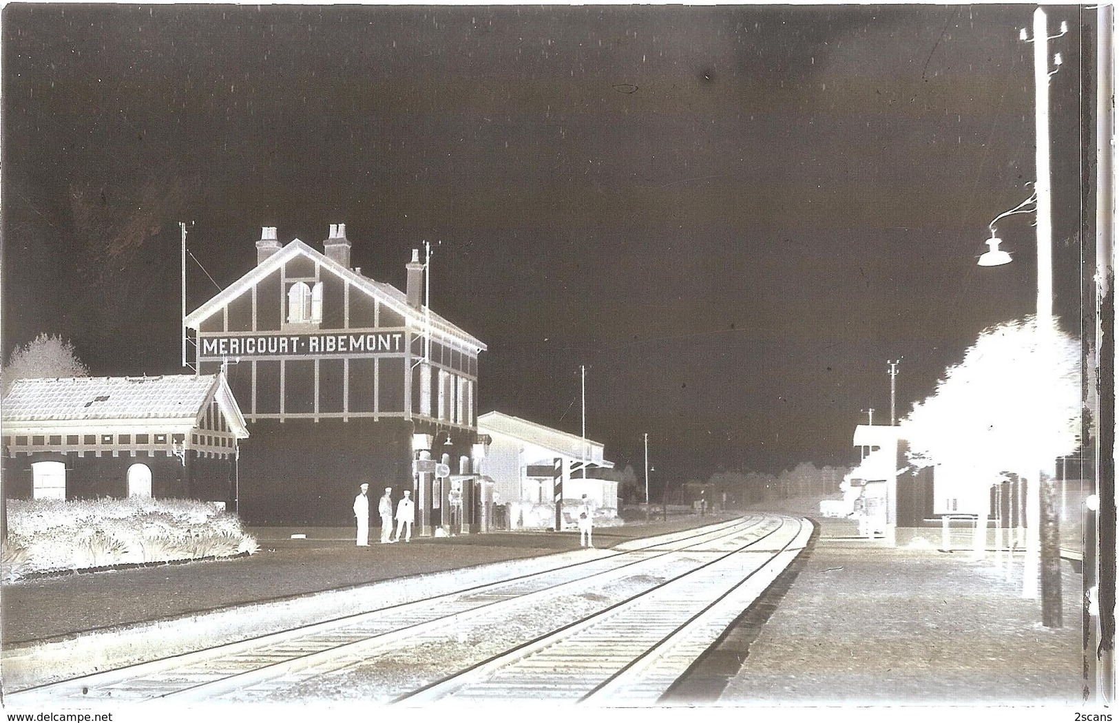 Dépt 80 - MÉRICOURT-L'ABBÉ - PLAQUE De VERRE (négatif Photo Noir & Blanc, Cliché R. Lelong) - Gare - RIBEMONT-SUR-ANCRE - Autres & Non Classés