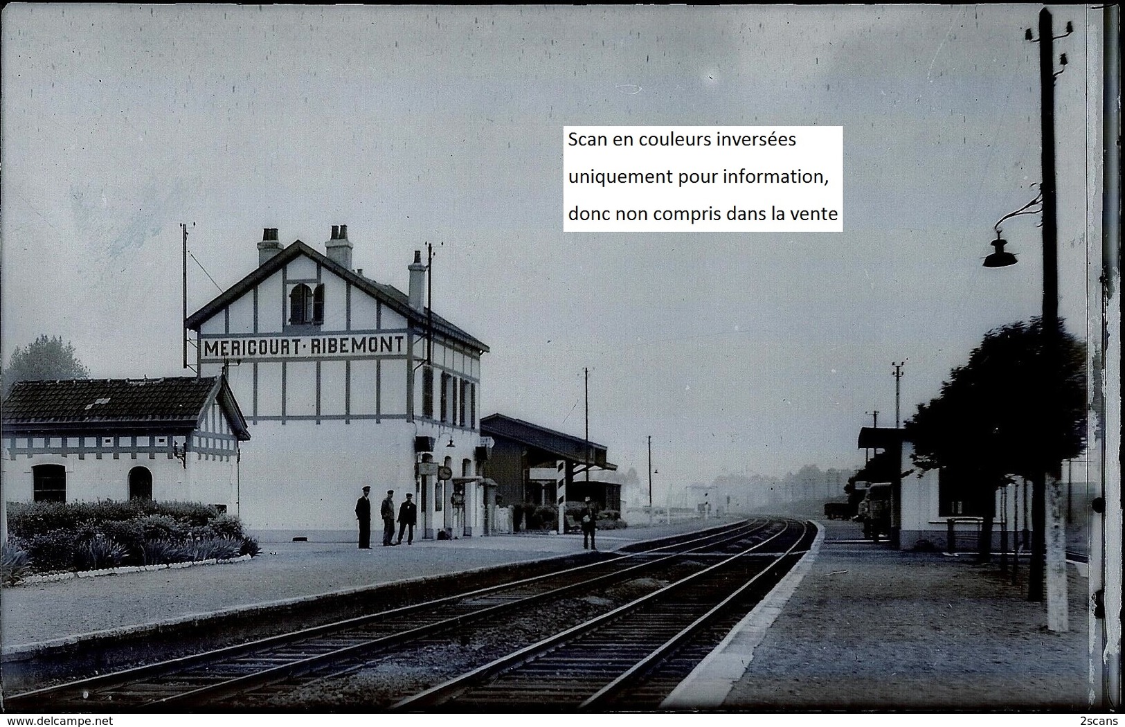 Dépt 80 - MÉRICOURT-L'ABBÉ - PLAQUE De VERRE (négatif Photo Noir & Blanc, Cliché R. Lelong) - Gare - RIBEMONT-SUR-ANCRE - Autres & Non Classés