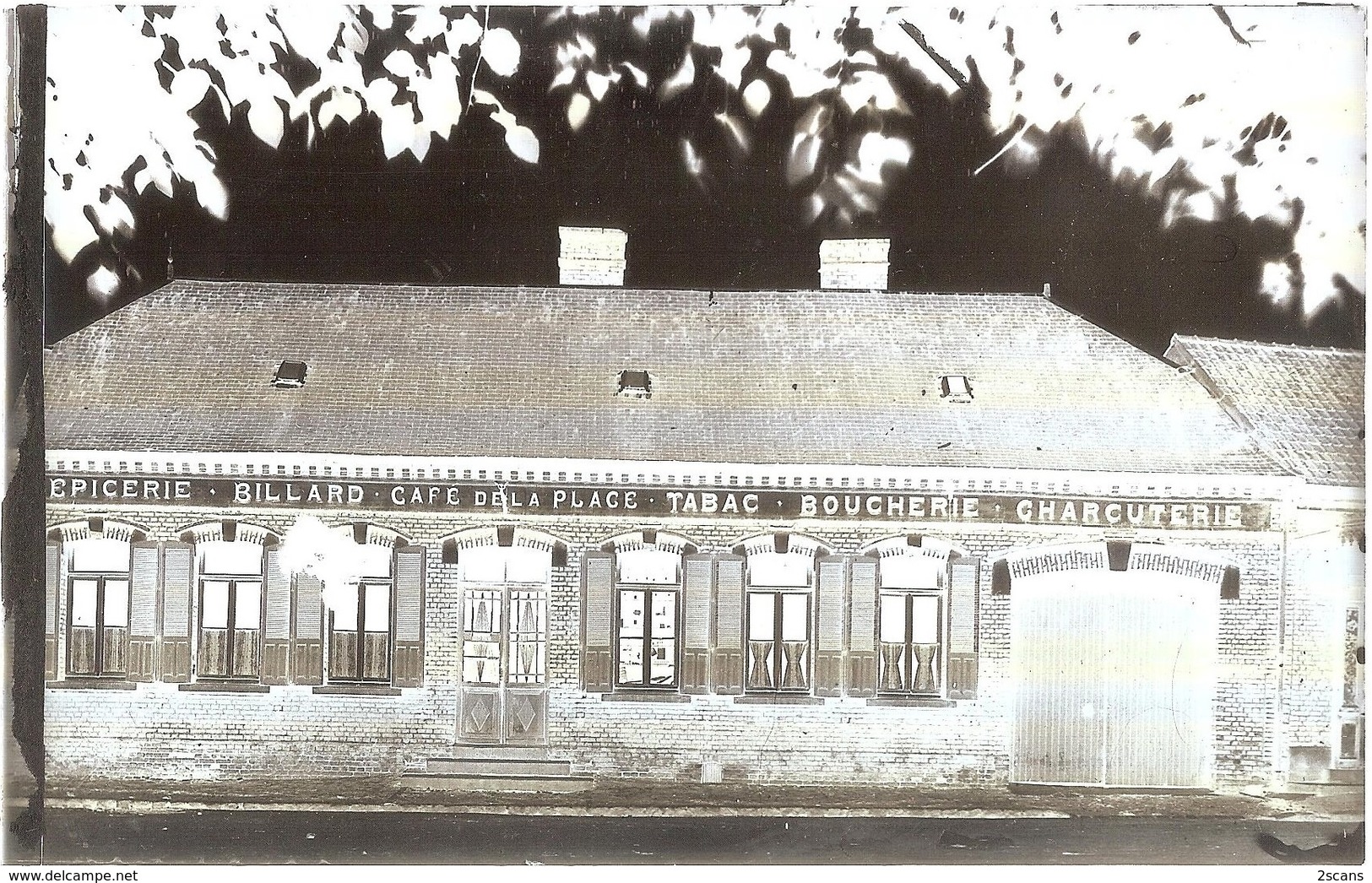 Dépt 80 - MÉRICOURT-L'ABBÉ - PLAQUE De VERRE (négatif Photo Noir & Blanc, Cliché R. Lelong) - Café-Épicerie De La Place - Autres & Non Classés