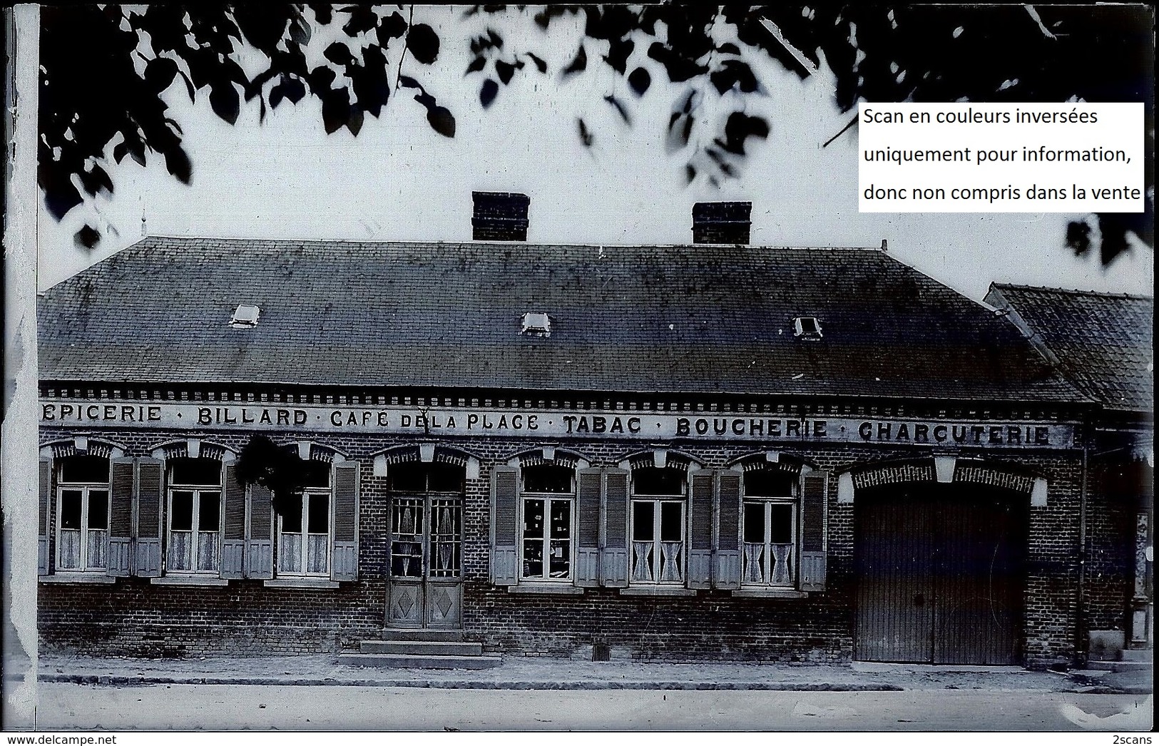 Dépt 80 - MÉRICOURT-L'ABBÉ - PLAQUE De VERRE (négatif Photo Noir & Blanc, Cliché R. Lelong) - Café-Épicerie De La Place - Autres & Non Classés