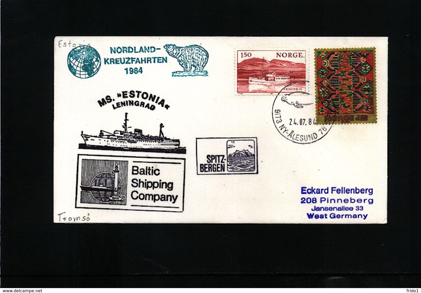 Norway 1984 Spitzbergen M/S Estonia Interesting Cover - Sonstige & Ohne Zuordnung