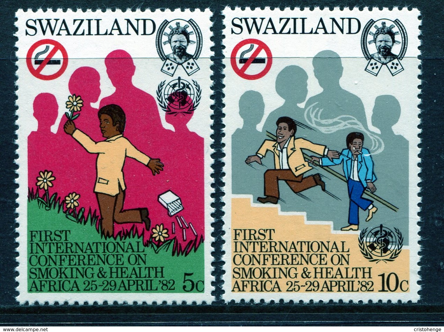 Swaziland 1982 Pan-African Conference On Smoking And Health Set MNH (SG 397-398) - Swaziland (1968-...)