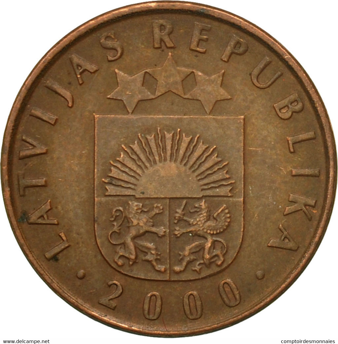 Monnaie, Latvia, 2 Santimi, 2000, TTB, Copper Clad Steel, KM:21 - Lettonie
