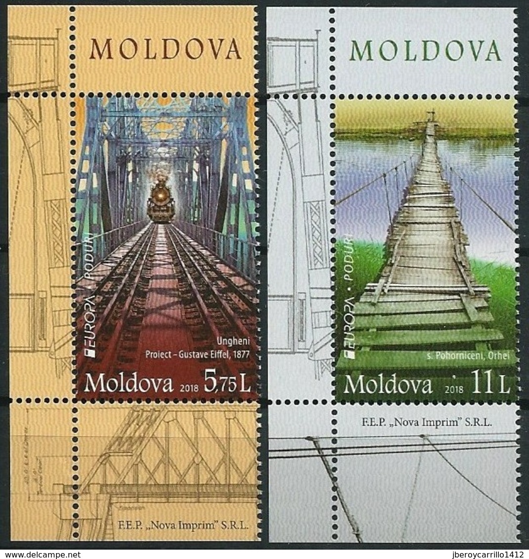 MOLDAVIA/ MOLDOVA/ MOLDAU - EUROPA 2018  - "PUENTES.- BRIDGES - BRÜCKEN - PONTS" - SERIE HOJITA BLOQUE -CARNET TIPO Nº 2 - 2018