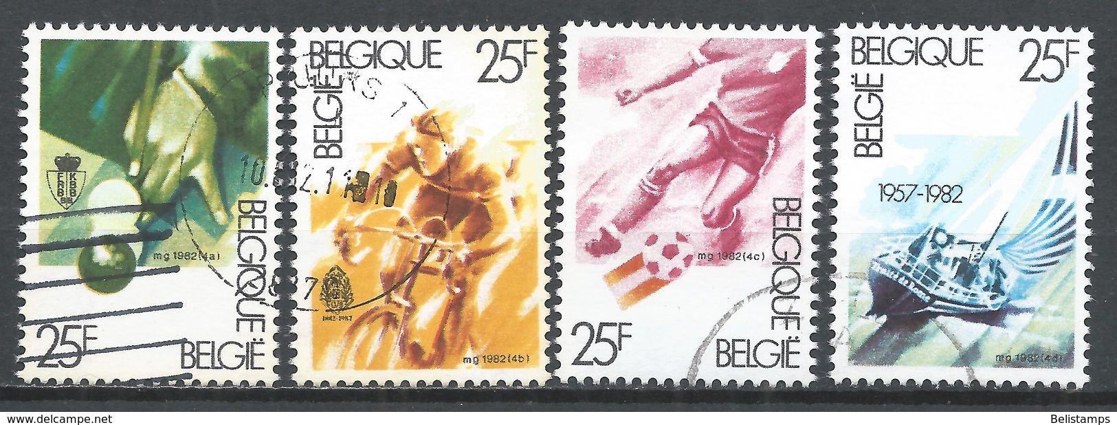 Belgium 1982. Scott #B1013a-d (U) Billiards, Cycling, Soccer & Yachting  (Complete Set) - Oblitérés