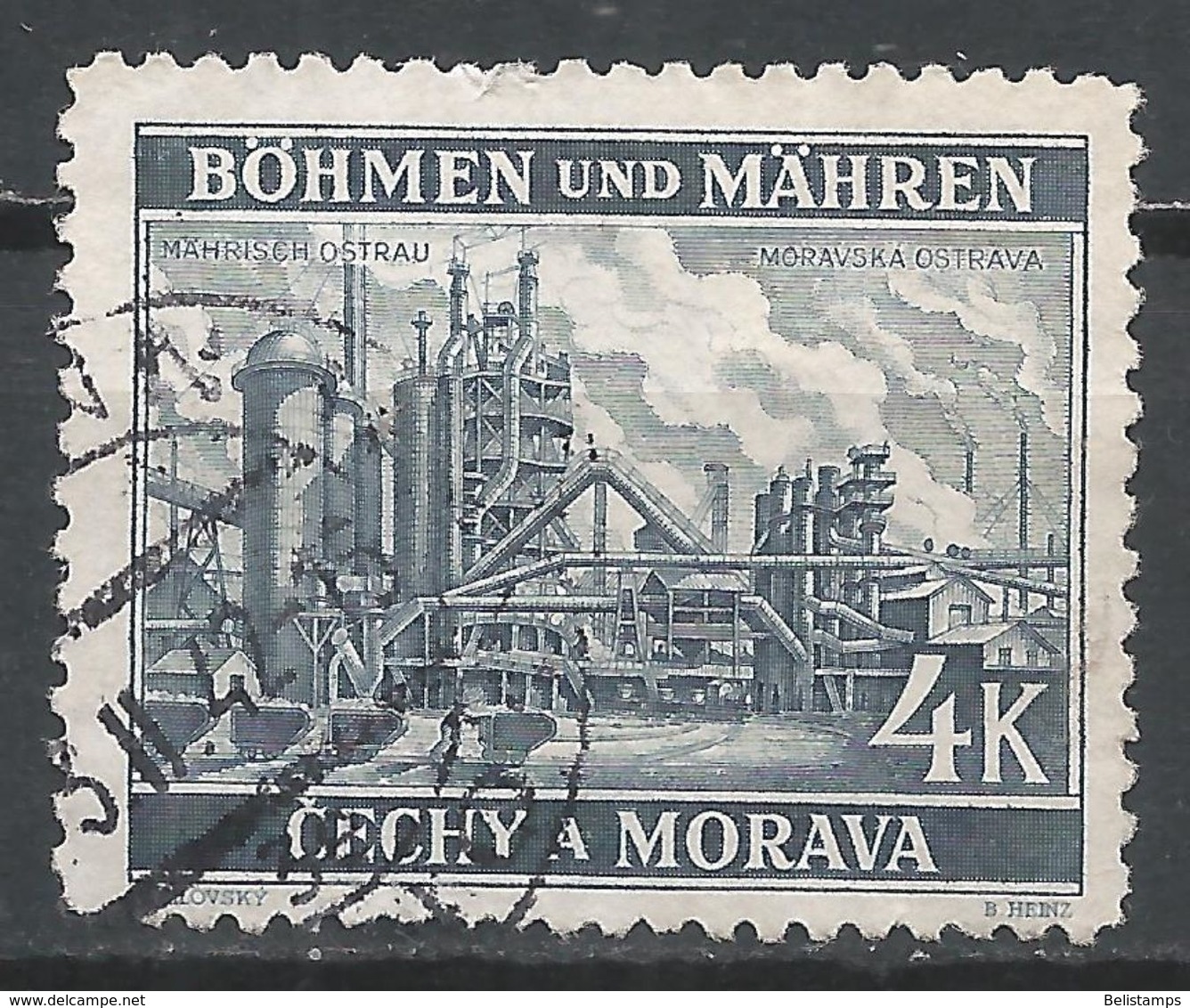 Bohemia & Moravia 1940. Scott #36 (U) Iron Works At Moravskà Ostrava - Oblitérés