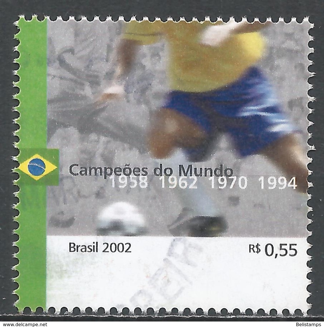 Brazil 2002. Scott #2840b (U) World Cup Soccer Championships, Years Of Brazilian Championships - Gebruikt