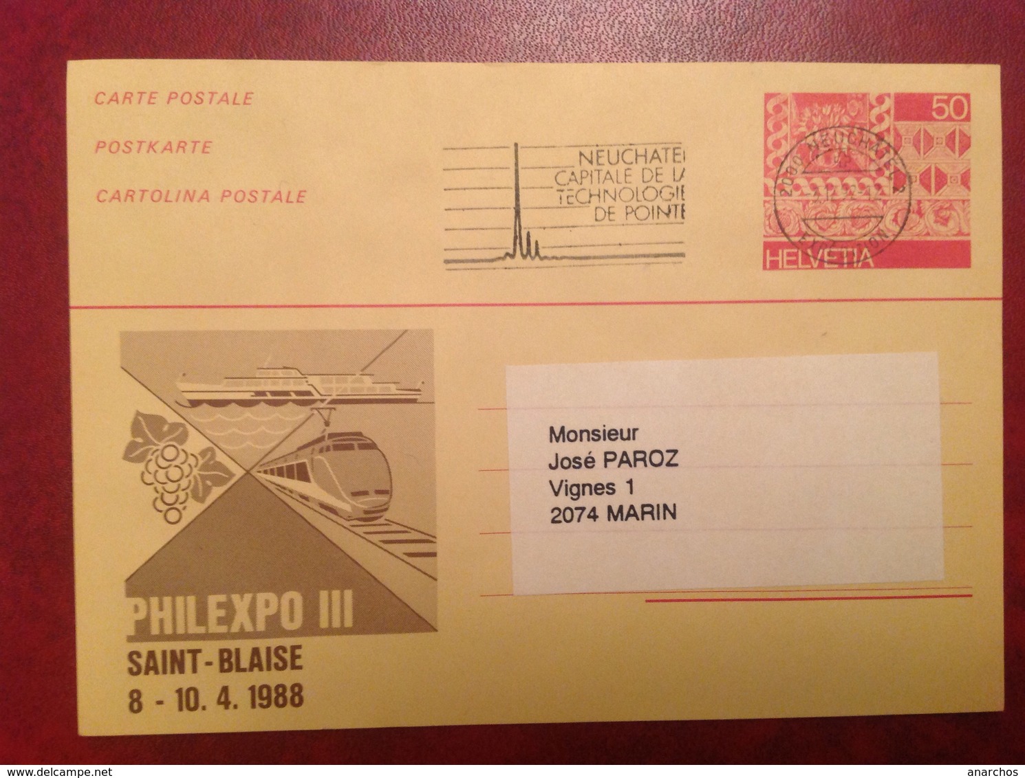 Entier Philexpo III St Blaise Neuchâtel - Stamped Stationery