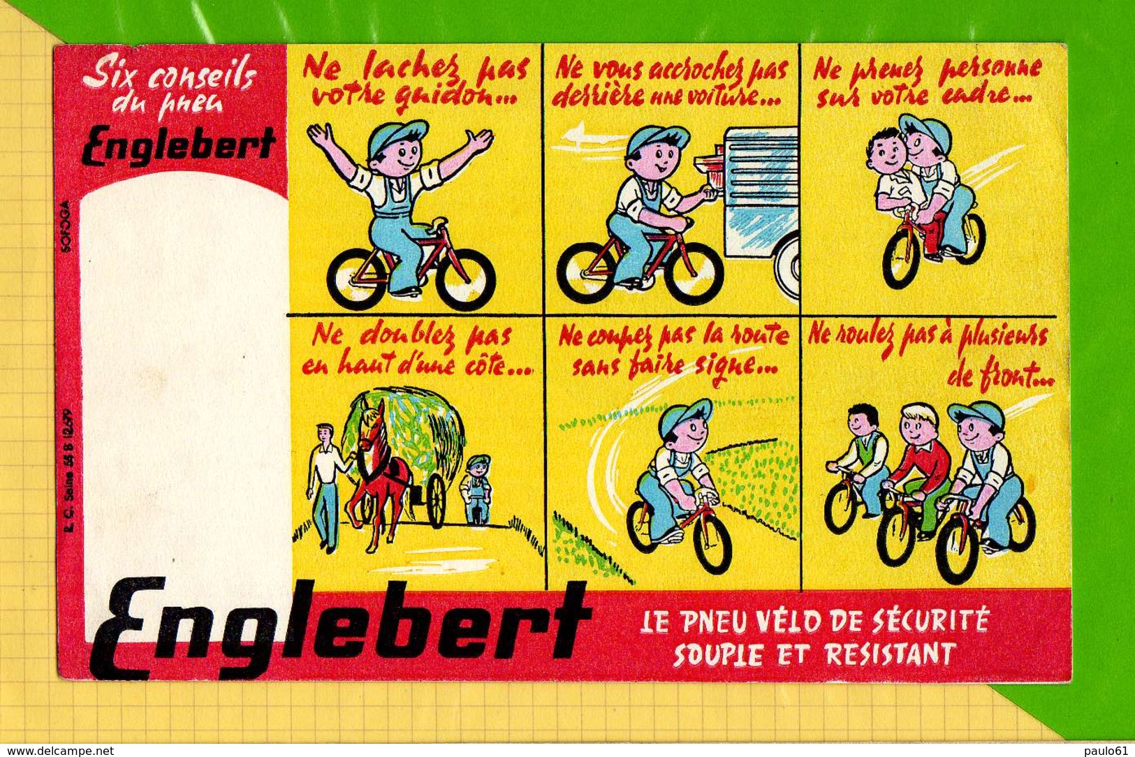 BUVARD & Blotting Paper : ENGLEBERT  Le Pneu Velo De Securité - Moto & Vélo