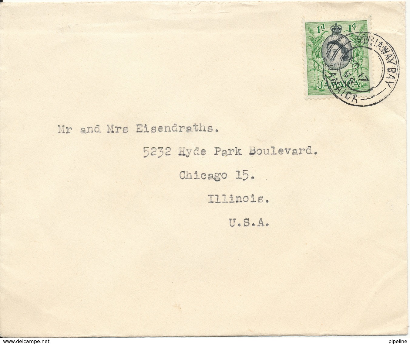 Jamaica Cover Sent To USA 17-11-1956 Single Franked - Giamaica (...-1961)