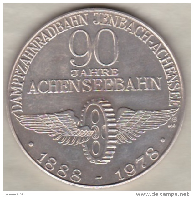 Autriche Medaille En Argent 90 Jahre Achenseebahn 1978 - 90 Ans De Chemin De Fer Achensee 1888 - 1978 - Autres & Non Classés