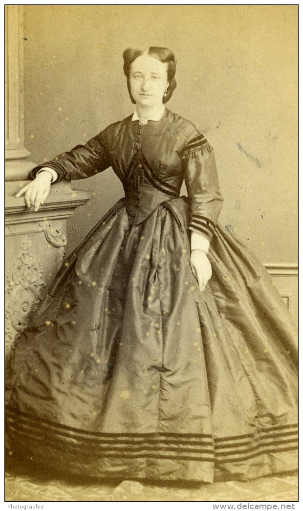 France Lille Mme Valandrey Femme Mode Second Empire Ancienne Photo CDV Leblondel 1865 - Old (before 1900)