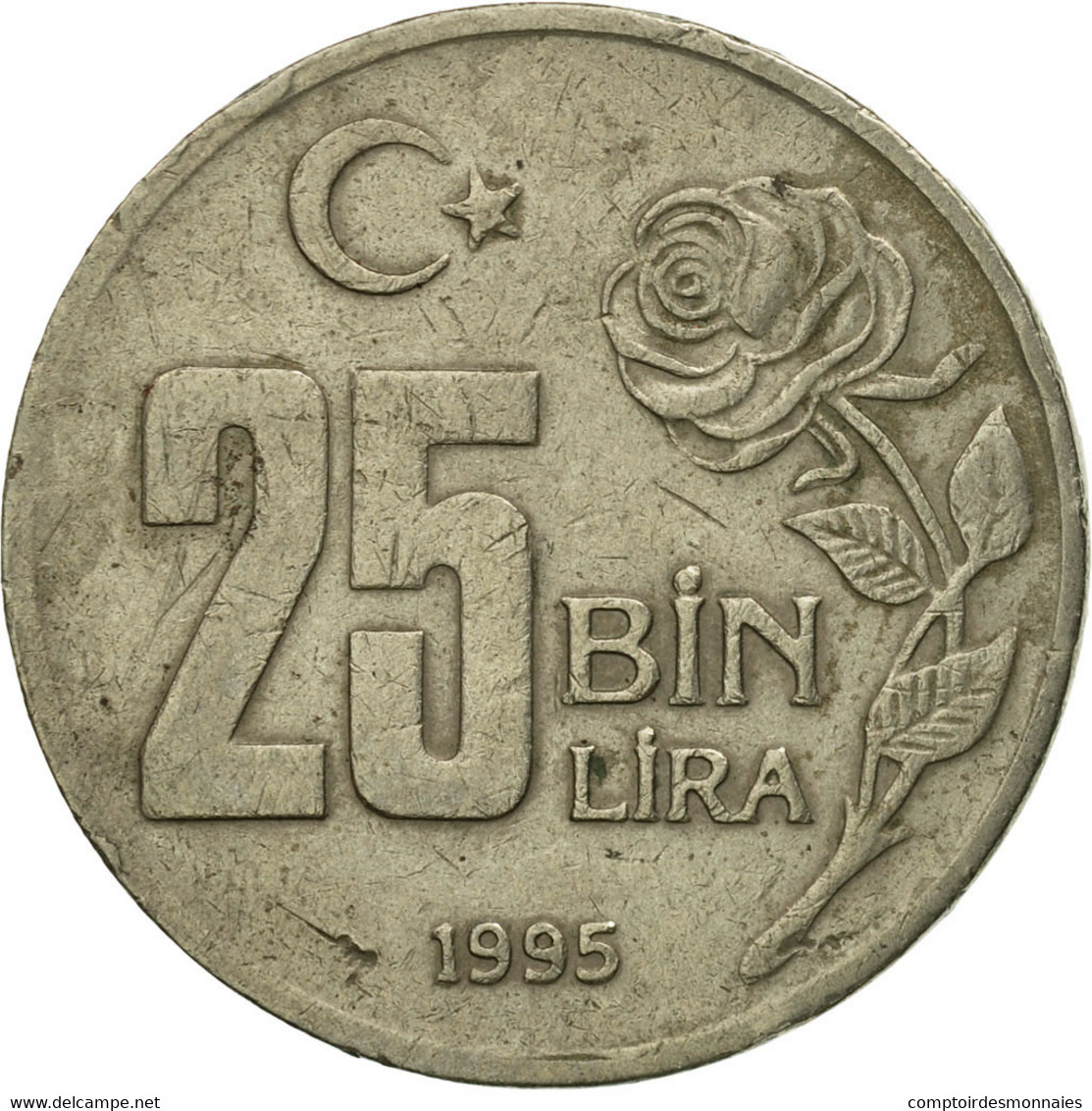 Monnaie, Turquie, 25000 Lira, 25 Bin Lira, 1995, TB+, Copper-Nickel-Zinc - Turquie