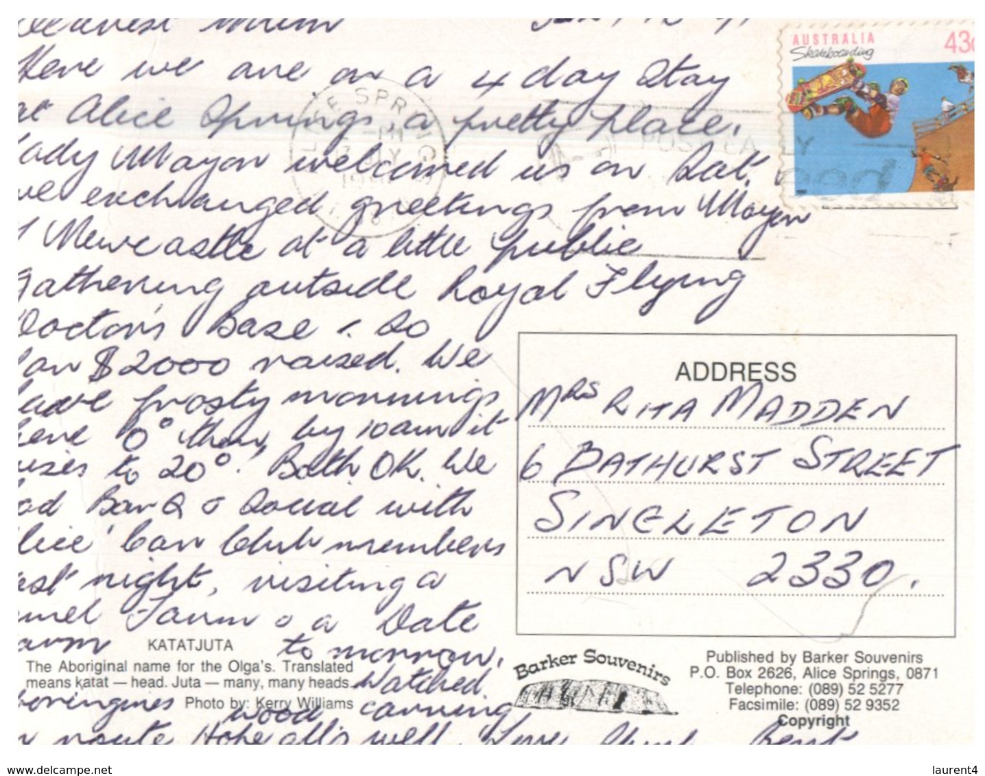 (500) Australia - (with Stamp At Back Of Postcard) - NT - Katatjuta - Uluru & The Olgas