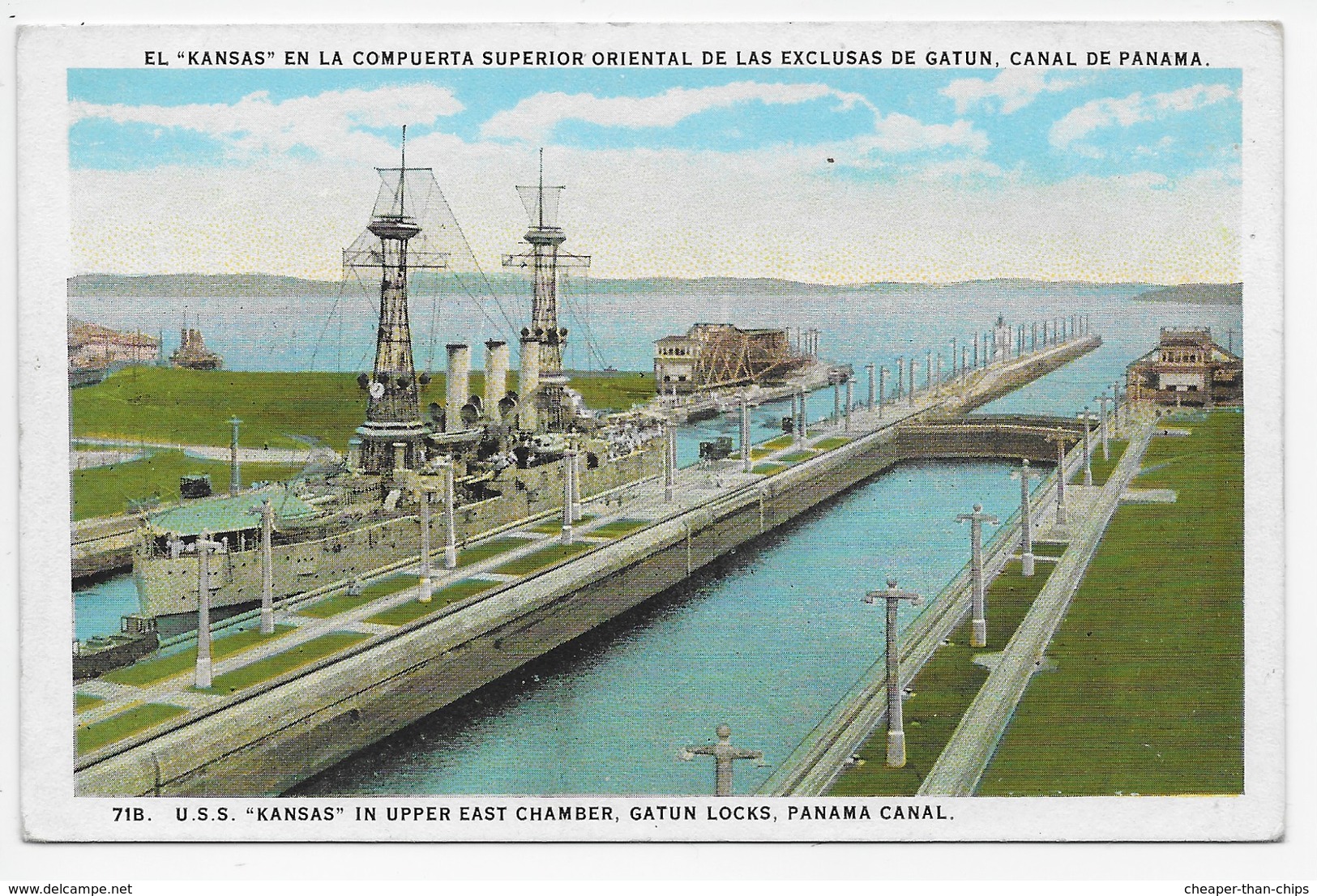 U.S.S. "Kansas" In Upper East Chamber, Gatun Locks, Panama Canal - Panama